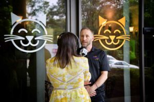Chris interview at opening of happy cat franchise